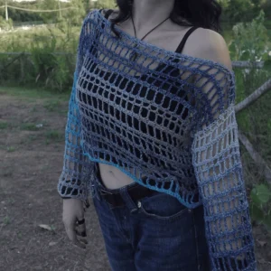 Off-the-Shoulder Crochet Sweater - 2 - Atryk
