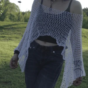 Witchy Bell-Sleeve Crochet Poncho - 3 - Atryk
