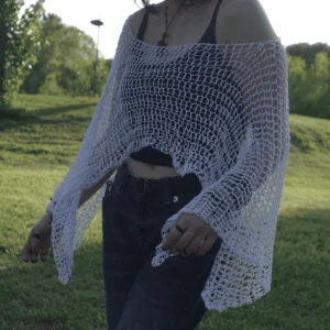 Witchy Bell-Sleeve Crochet Poncho - 5 - Atryk